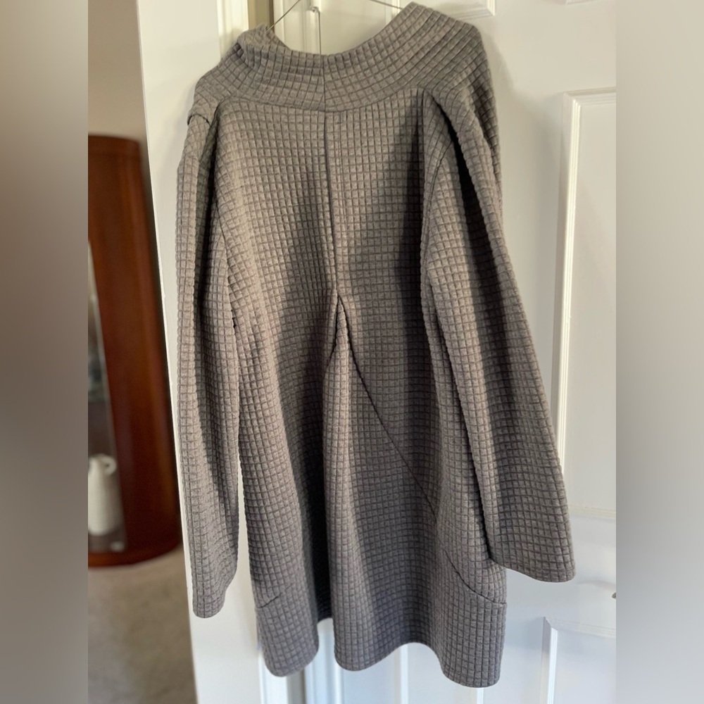 Gray Textured Long Sleeve Dress